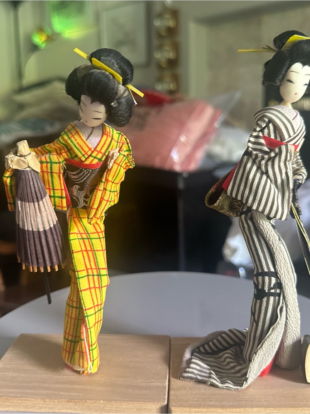 Handcrafted Yellow Geisha Doll in Traditional Kimono - Unbranded Home Accent